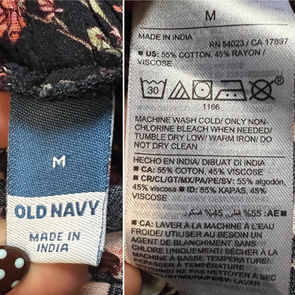 Navy Floral Print Midi Swing Tie Shoulder Square Neck Casual Flowy Summer Dress - Picture 15 of 16